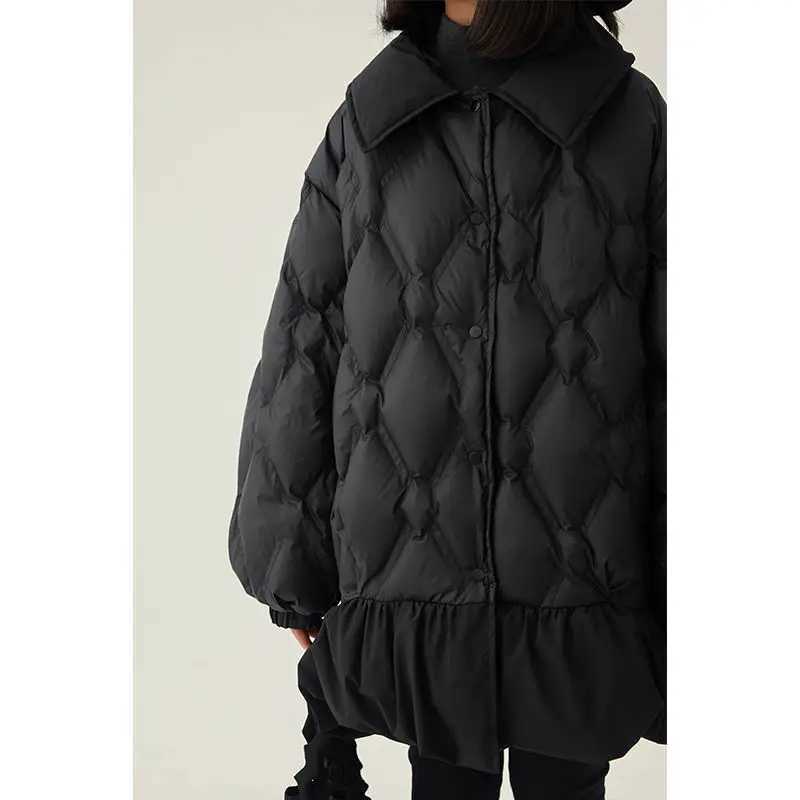 Ages 516 2025 Reversible Puffer Coat for Girls Korean Solid Color MidLength Quilted Jacket Fashionable Winter Outerwear Y251023