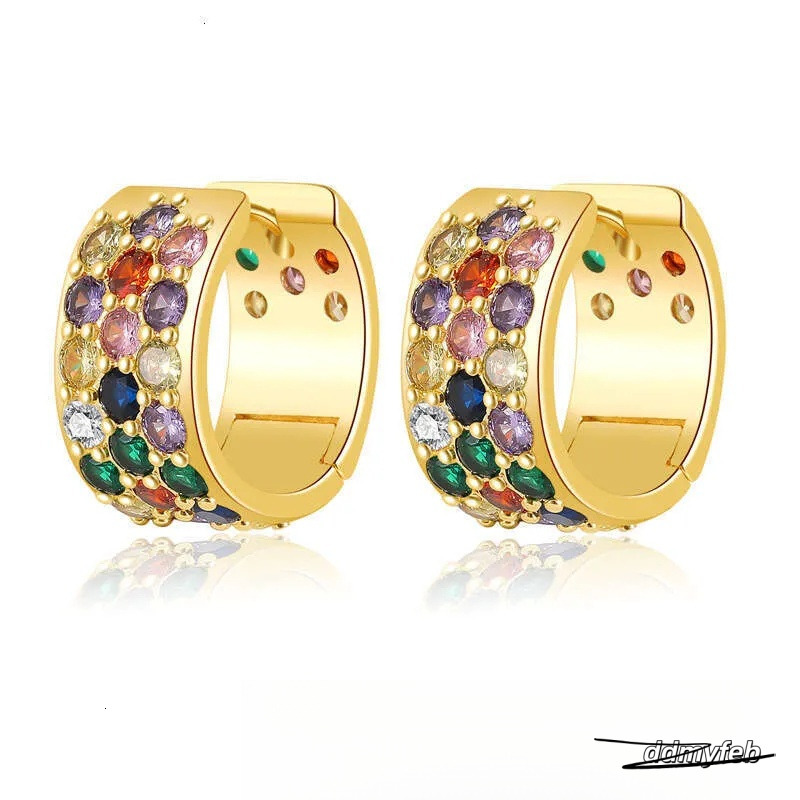 Vintage Style Round Earrings For Women - Inlaid Zircon, Geometric Design, Colorful Accent Ddmyfeb