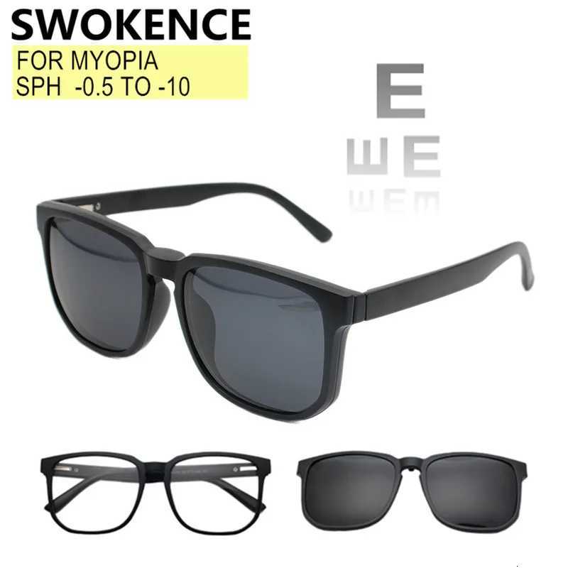 6 in 1 Myopia Glasses With Sunglasses Clips Men Women Sphere 05 to 10 Cylinder 05 to 20 Prescription Custom F573W251023