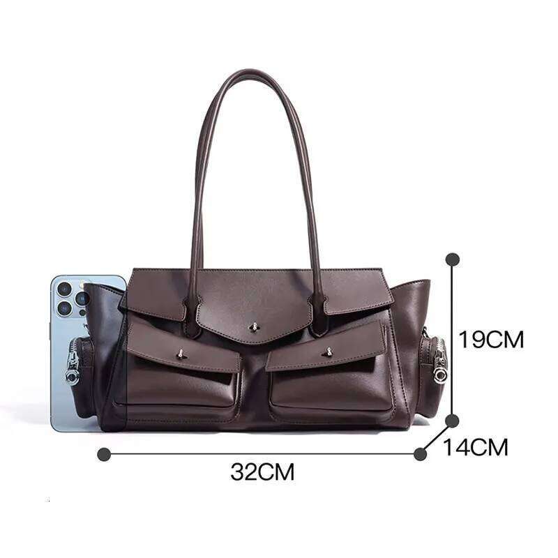 New Women's Designer Genuine Leather Women Shoulder Bag Vintage Multi-Pocket Storage Cowhide Handbags