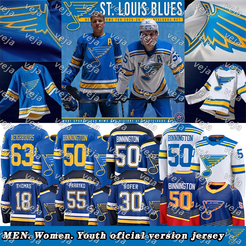 25 Kyrou St. Blues Hockey Jersey Robert Thomas Brayden Schenn Pavel Buchnevich Cam Fowler Jake Neighbours Philip Broberg Colton Parayko Binningto