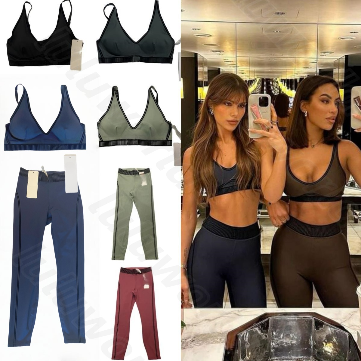 Yoga Sets Sports Bra Leggings High End White Striped Pants Back Yoga Outfits Set Summer Women's Running Fitness Gym