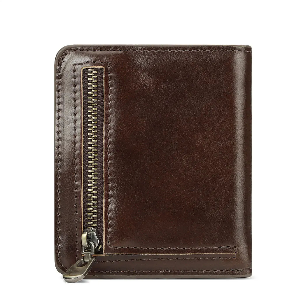 100 Genuine Leather Mens Wallet RFID Blocking Bifold Wallets with RFID Card Slots Thin Male Zipper Coin Purse Money Clip251023