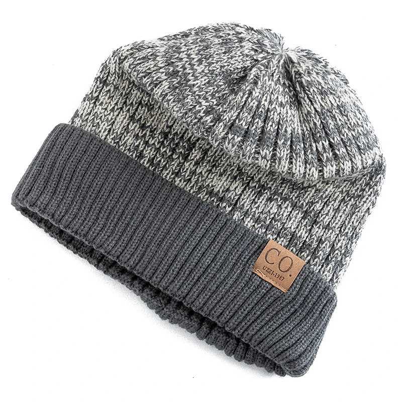 New Unisex TwoTone Winter Hats Add Fur Lined Men And Women Fashion Warm Beanie Cap Casual Winter Knitted HatsXJ251023