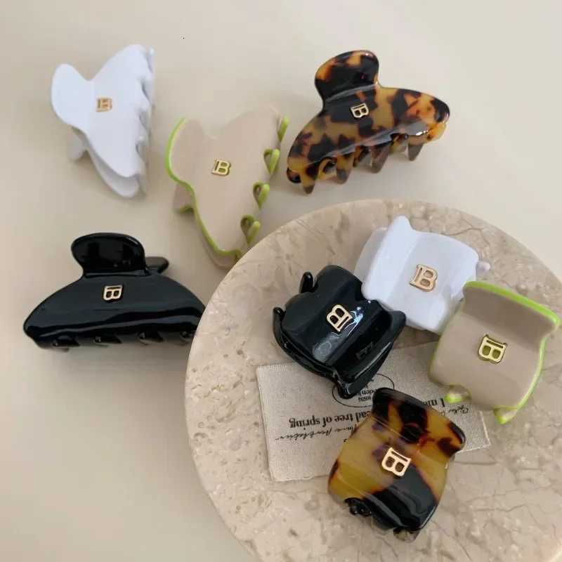 Korean version of letter b hairpin acetic acid curved grab clip girl high ponytail hair grab prum hair accories Y251023