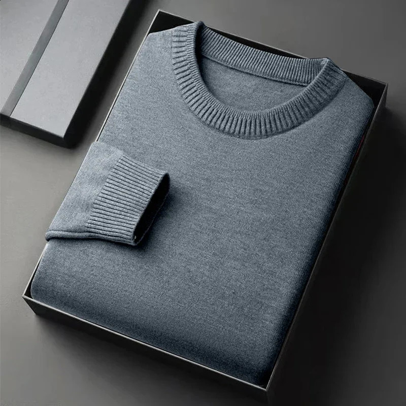 Mens Classic Crewneck Knit Pullover Sweater Long Sleeve Soft Casual Lightweight Solid Color Softwear for Men 251023