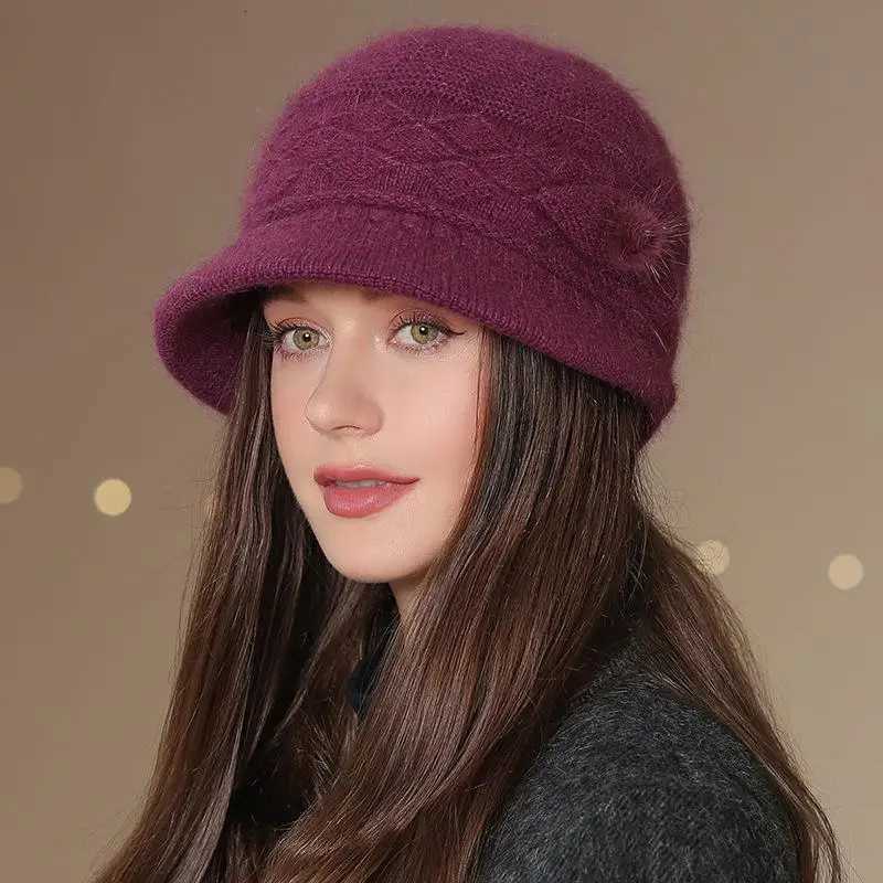 Hot Sa Wen Winter Hat Keep Warm M Outdoor Add Fur Li Hats For Wen Casual Fur Bucket Knitted HatW251023