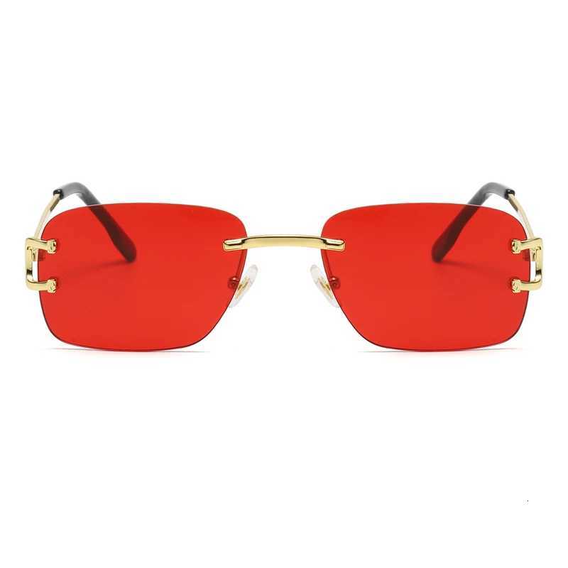 Red Lenses Fashion Sunglasses Metal Frame Cross Border Street Shooting Sunglasses for Men and WomenW251023