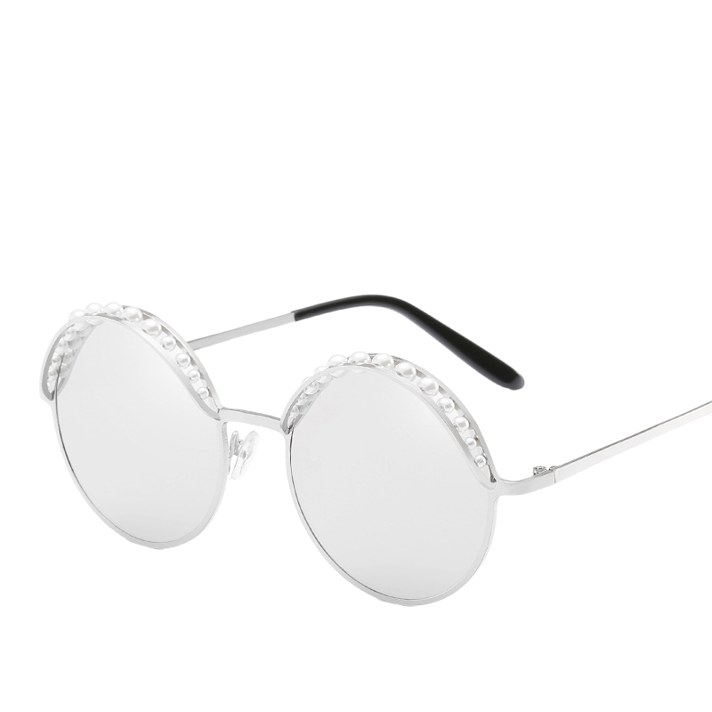 Designer sunglasses Round framed pearl sunglasses Fashion trend women's sunglasses Flower Cat's ears shape UV resistant glasses Luxury sungl