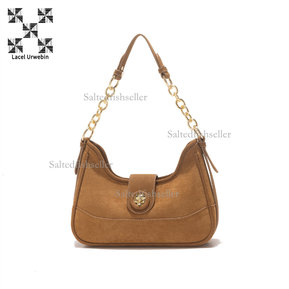 Lacel Urwebin Designer Luxury Suede Women's Handbag High-end New Fashion Autumn And Winter Shoulder Bag Retro Trendy Brand Chain Metal Buckle Cro