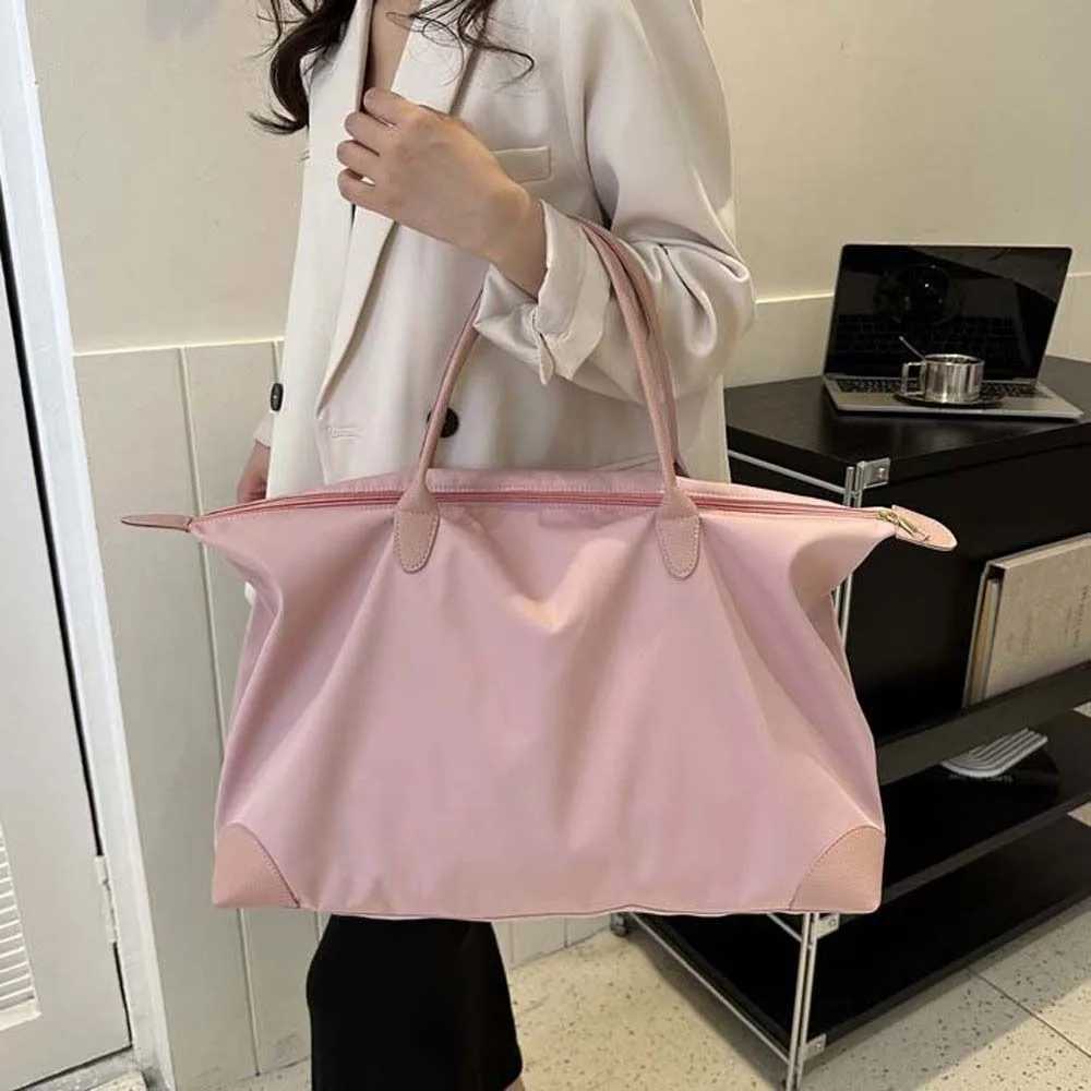 Solid Color Oxford Tote Bag Large Capacity Korean Style Nylon Shoulder Bag Mommy Bag Shopping Bag Simple Underarm Bag OutdoorL251023