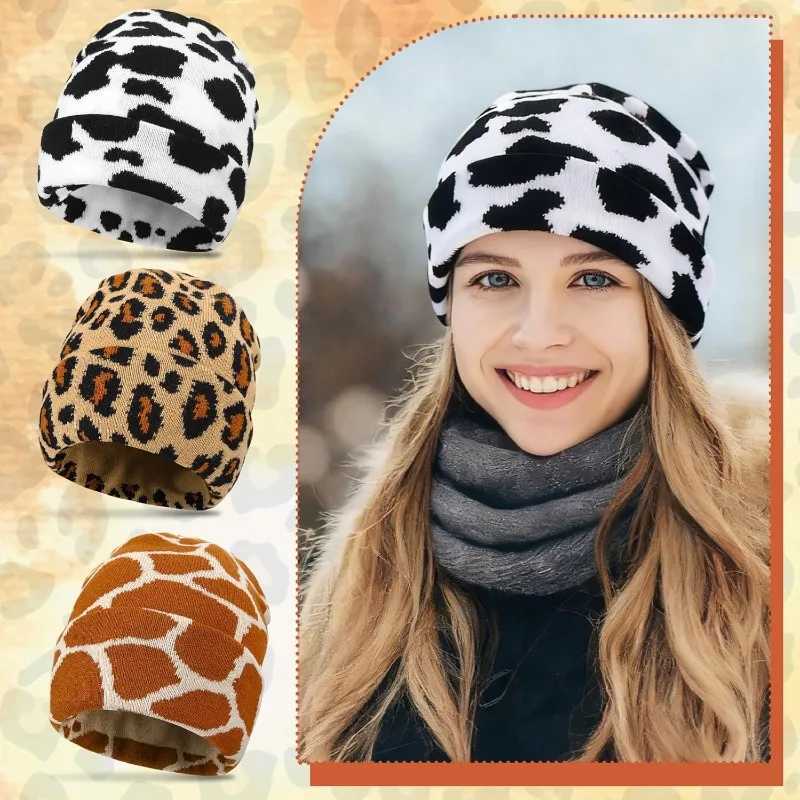 Unisex Camouflage Leopard Print Jacquard BeanieFashion Versatile Acrylic Winter Skull Cap for Daily WearChristmas HalloweenXJ251023