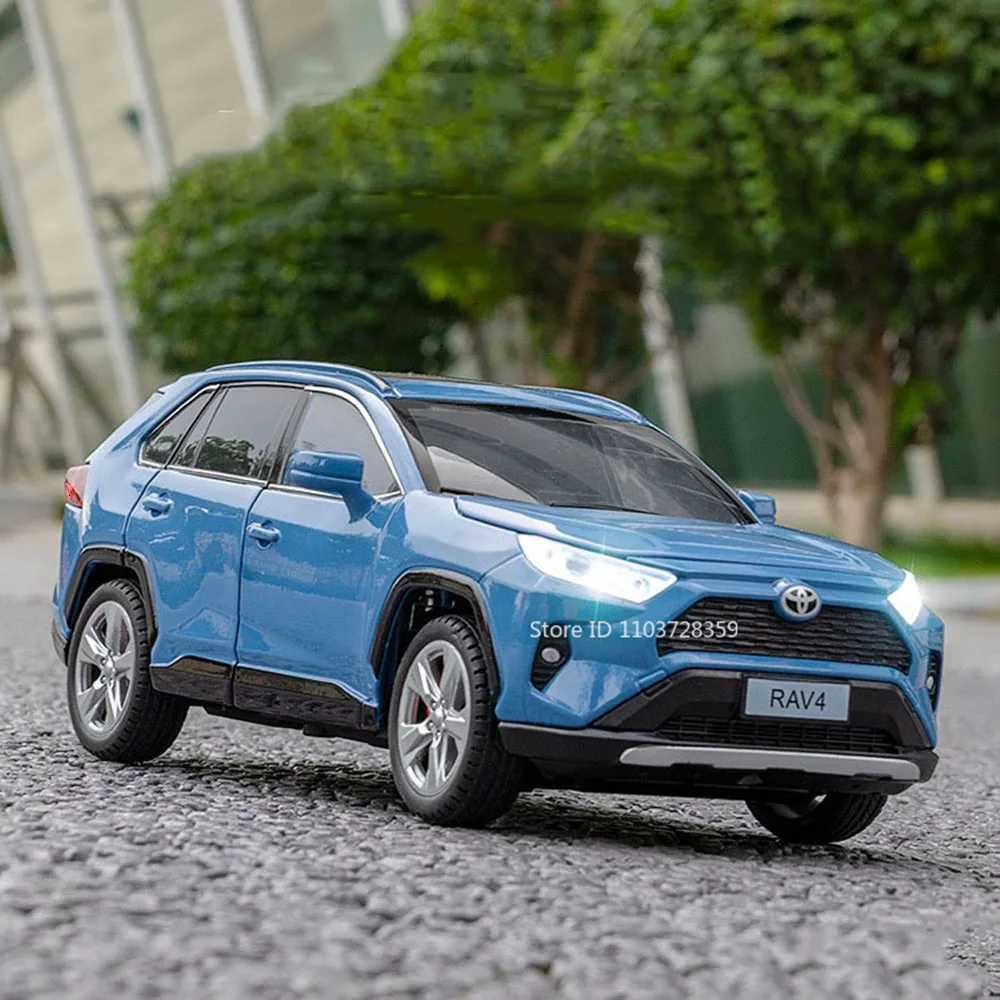 124 Scale Highlander RAV4 Toy Model Miniature Cars Alloy Diecast Sound Light Doors Opened Pull Back Shock Absorption Boys GiftsT251023