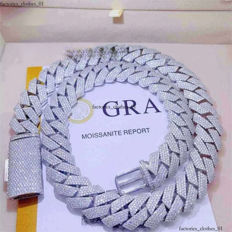 moissanite jewelry cuban link chain Iced Out Pass Dia Tester Vvs Moissanite Jewelry Necklace Bracelet Women 14mm chains for men designer jewlery 111