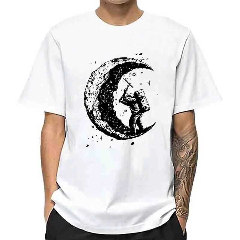 Mens High Quality 100 Cotton Moon Print Casual Summer Cool Short Sleeve Men Tshirt Loose tshirt Male Tee Shirts Male Tee TopsXJ251023
