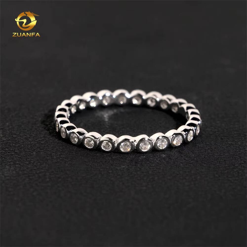 Bezel Set Eternity Ring Pass Diamond Tester Real Moissanite Ring 17mm Band RingCustom Moissanite Rings