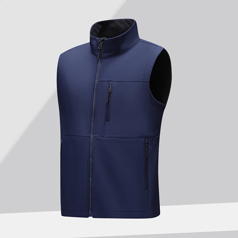 Soft shell thick vest mens autumn and winter work clothes plush jacket waterproof sleeveless windproof running sports 251023