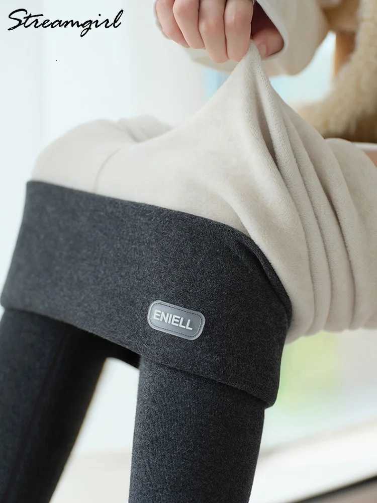 Streamgirl Thick Fleece Leggings Women Winter High Waist Black Outwear Tall Women Warm Thick Velvet Leggings For Winter PantsT251023