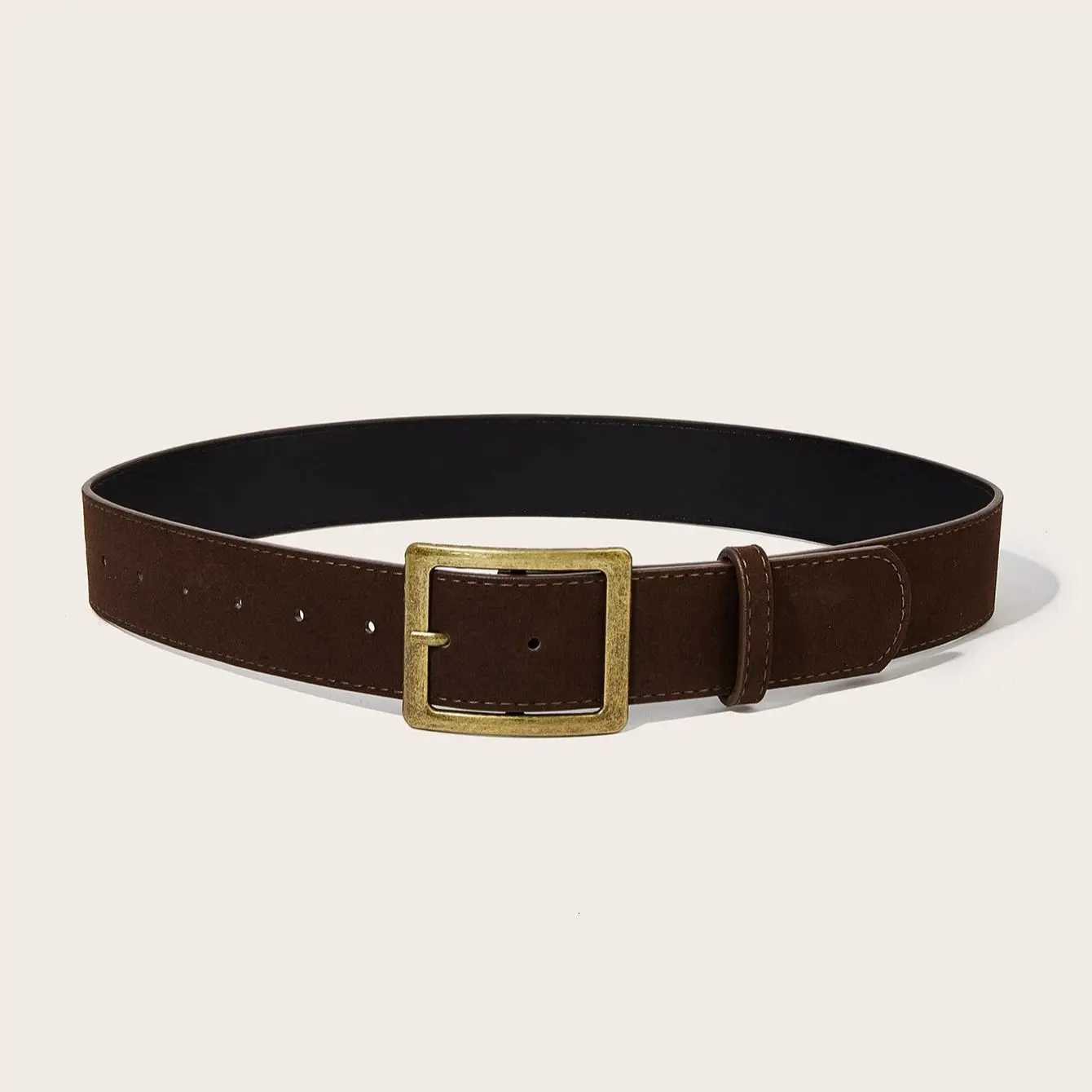 A unisex suede leather casual belt with a square buckle is suitable for daily wearXJ251023