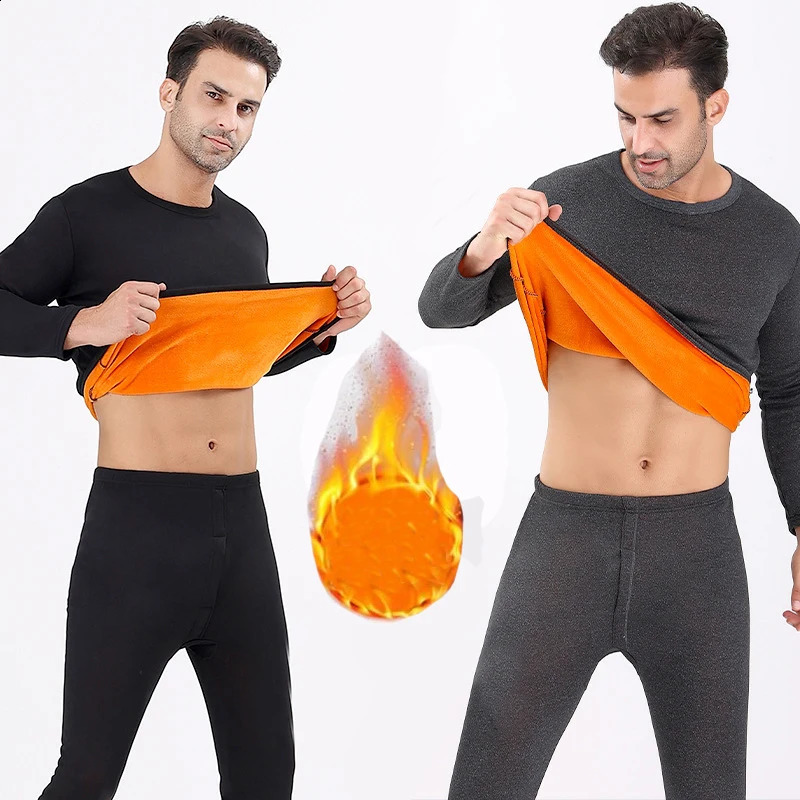 2Pcs Thermal Underwear Set Men Winter Thicken Velvet Clothing Long Johns Mens Fleece Keep Warm Thermo Sets 251023