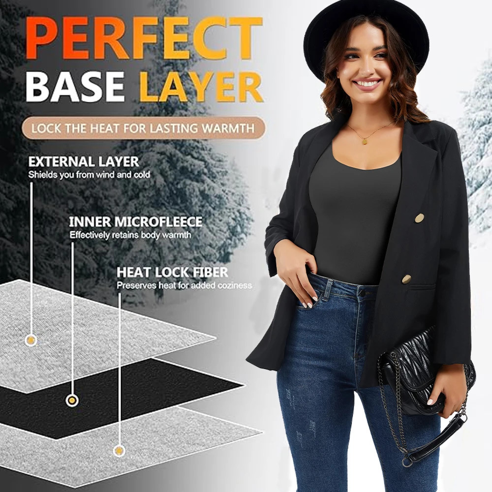 Thermal Tank Top for Women Fleece Lined Thermal Sleeveless Tops Wide Shoulder Straps Warm Base Layer Vest Cold Weather 251023