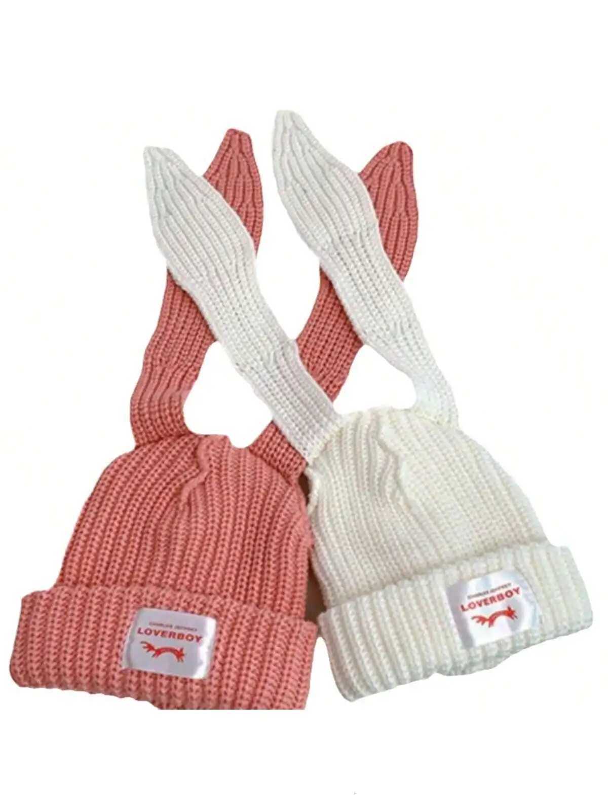 Winter Knitted Hats For Wen Cute Rabbit Ear Soft Warm Thick Acrylic Luxury Brand Label Beanies Sklies Personality CasualW251023