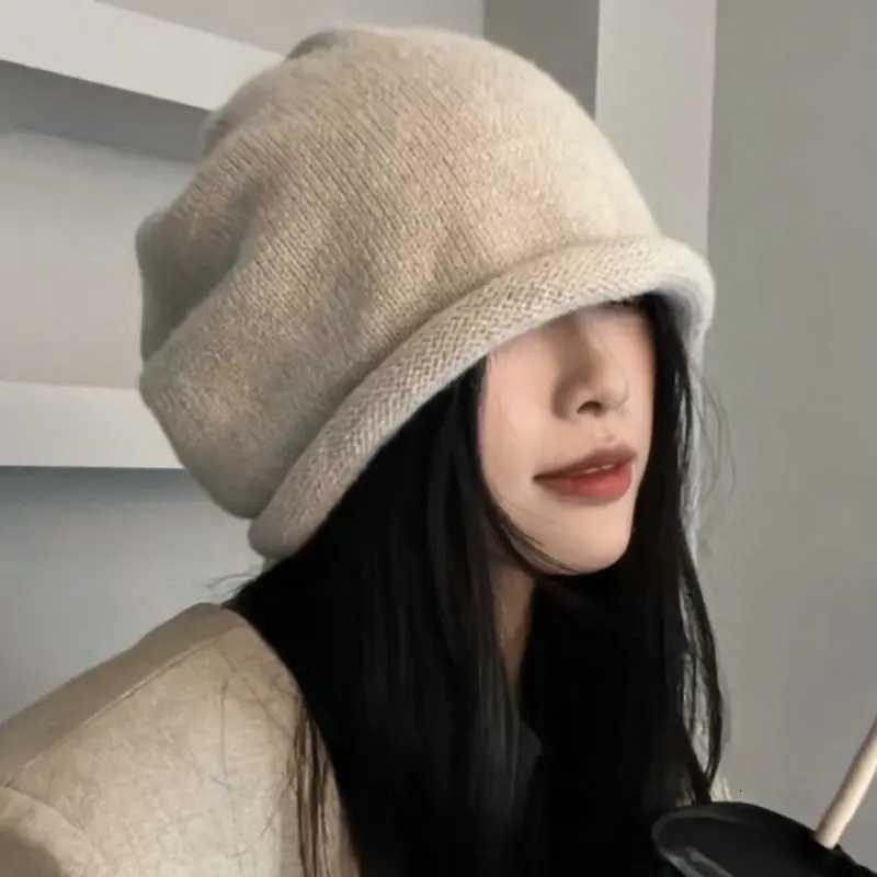 Fashion Drawstring Baggy Slouchy Beanie For Wen Autumn Winter Ear Warm Sklies Solid Color Bonnet Girl Kintted Woon HatW251023