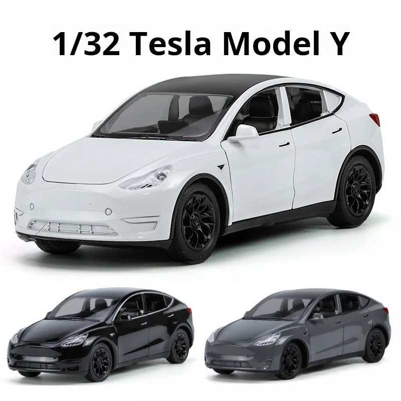 132 Model Y for Tesla Diecast Alloy Toys Models Car Simulation Sound And Light Pull Back Function Collection Boys Toy GiftsT251023