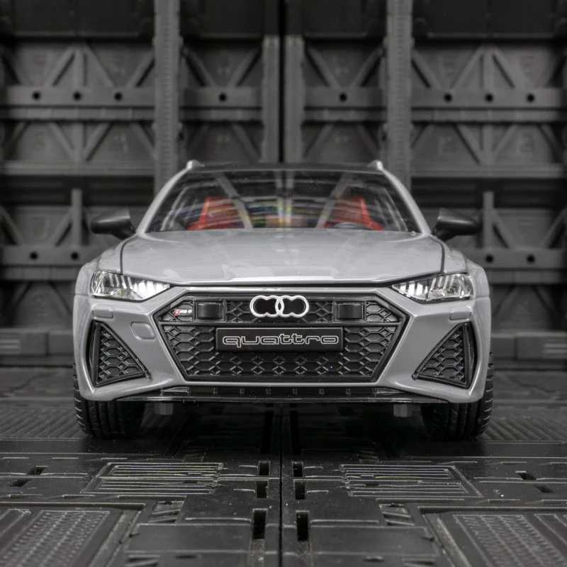 124 Audi RS6 alloy car model door and hood trunk can open has simulated sound and lighting functions fine workmanshipT251023