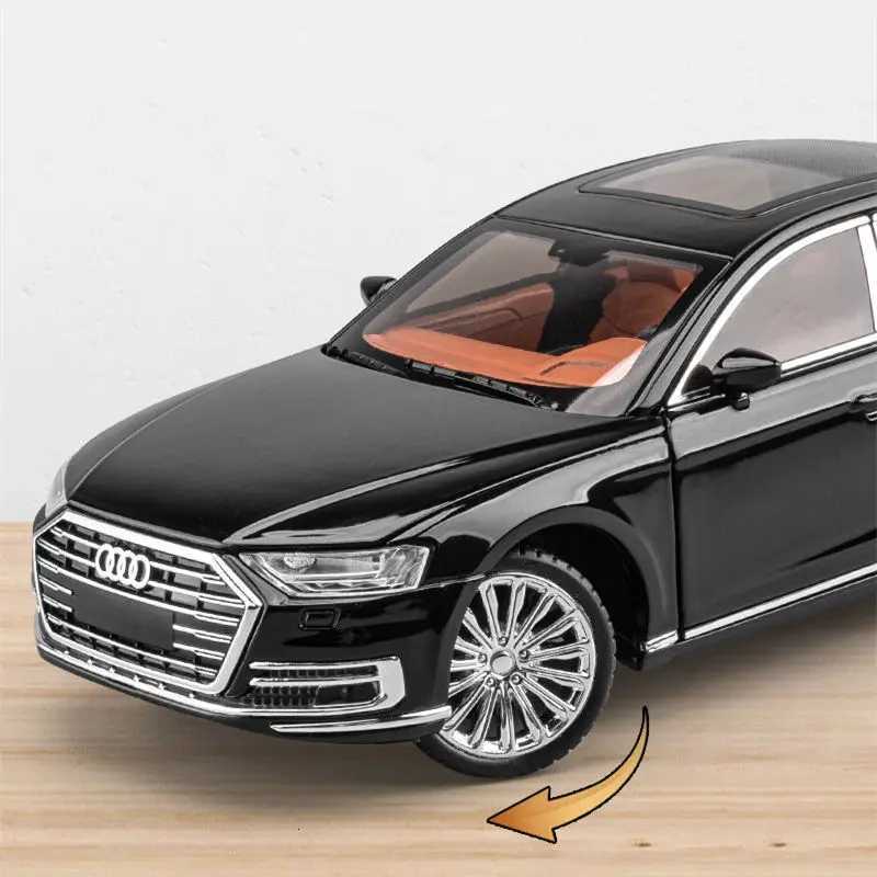 New 124 AUDI A8 Alloy Car Model Diecast Metal Toy Vehicles Car Model High Simulation Sound and Light Collection Childrens GiftsT251023