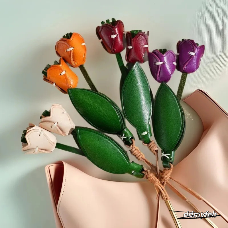 Handmade Leather Flower Charm For Women's Bag, Stylish Purse Pendant Accessory Ddmyfeb