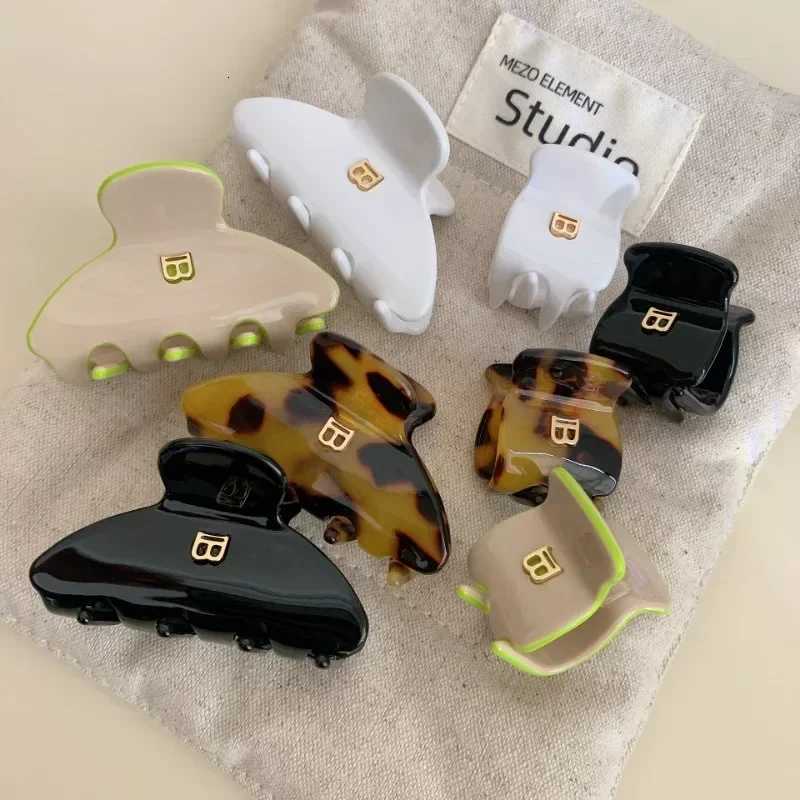 Korean version of letter b hairpin acetic acid curved grab clip girl high ponytail hair grab prum hair accories Y251023