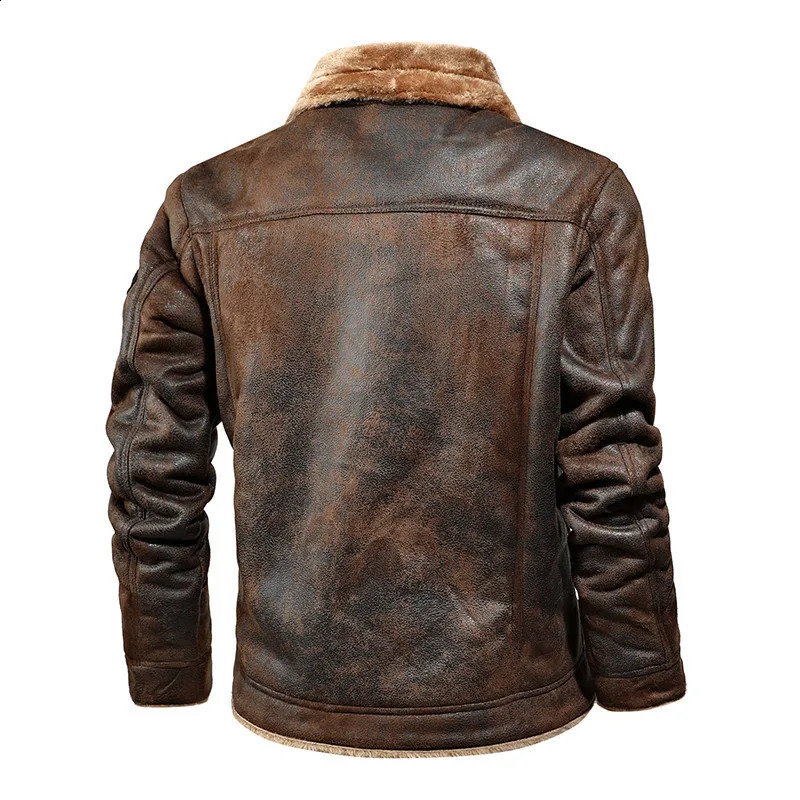 High Quality Leather Jackets Casual Man Winter Fleece Motorcycle Faux Jacket Male Antiwind Lapel Zipper Men 251023