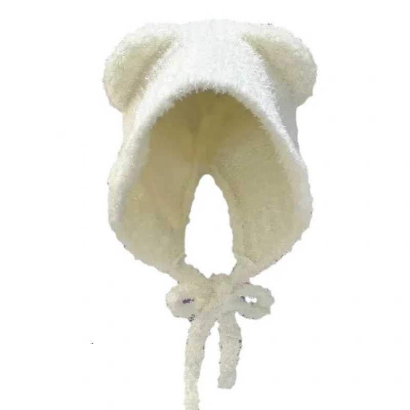 Bear Ears Hat Korean Version Ins Cute Knitted Rope Hat Autumn and Winter Warm Ear Protection Knitted HatW251023