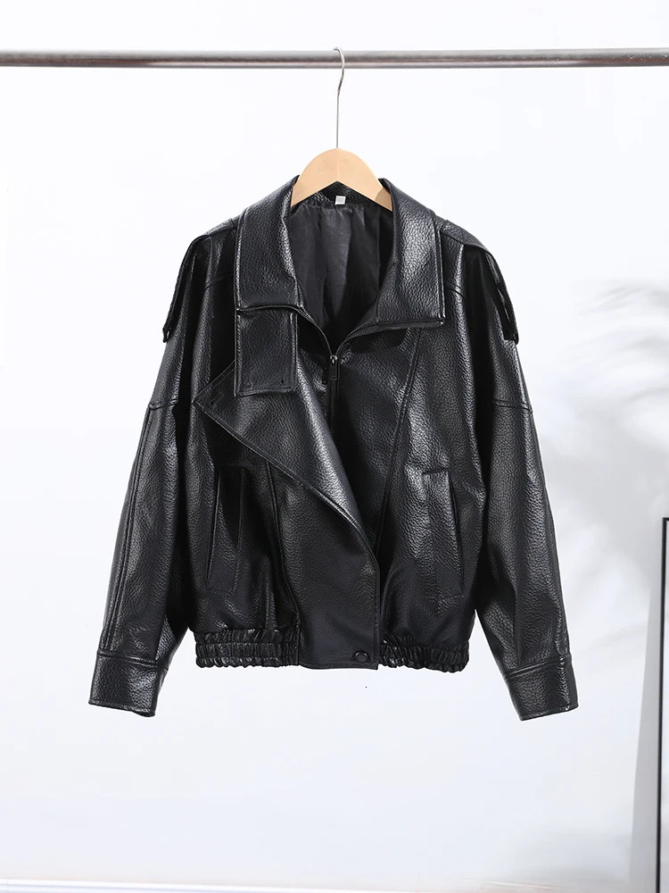 Stand Collar Pu Leather Jackets Women Casual Full Sleeve Zipper Buttons Solid Coats Autumn Winter Fashion Streetwears Lady 251020