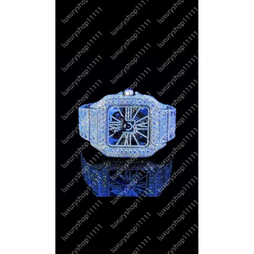 Super Clone VVS Moissanite Women Iced Out for Men Hip Hop Automatic Mechanical Pass test Dia Watch Free Fast delivery