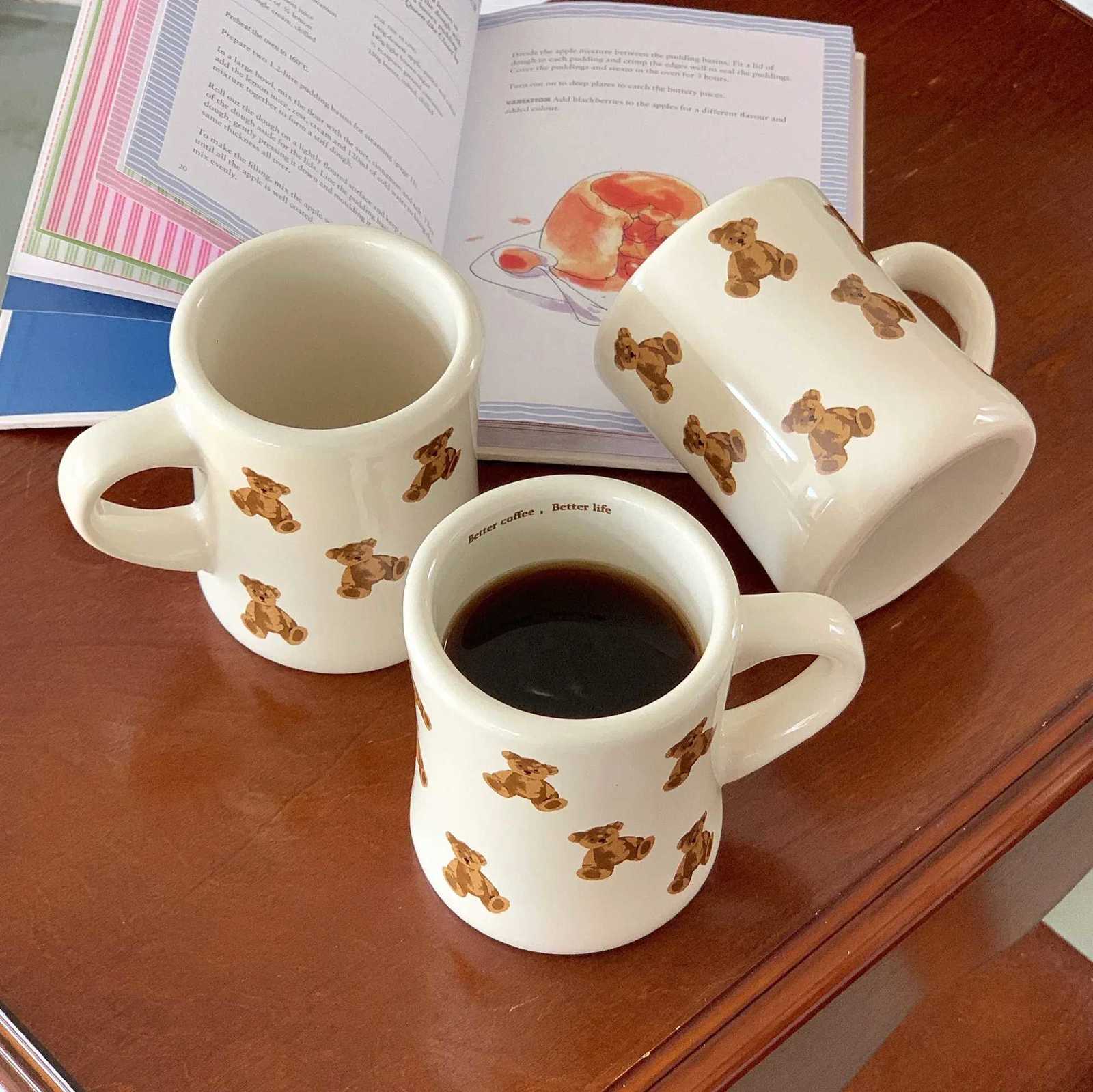 Ceramic Coffee Mug Cartoon Bear Chocolate Bear Mugs Girl Retro Coffee Cup Afternoon Tea Cute Ceramic Mugs Cute Coffee Mug CupW251022