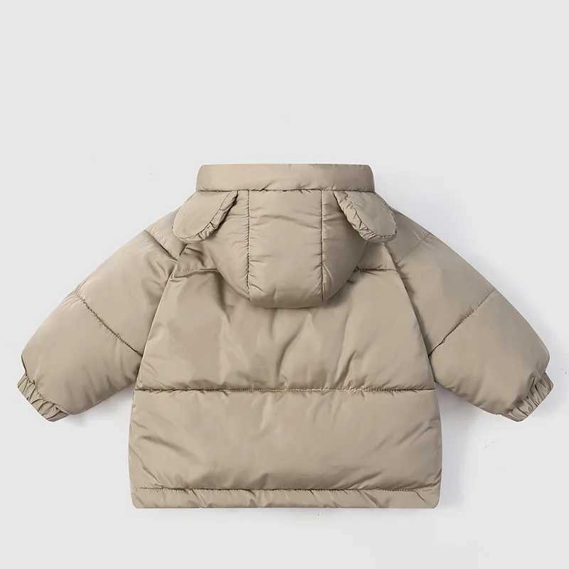 1 2 3 4 5 Years Girls Jacket Autumn Winter New Solid Color Cartoon Print Thick Warm Hooded Coats For Boys Cotton Down Outwear Y251023