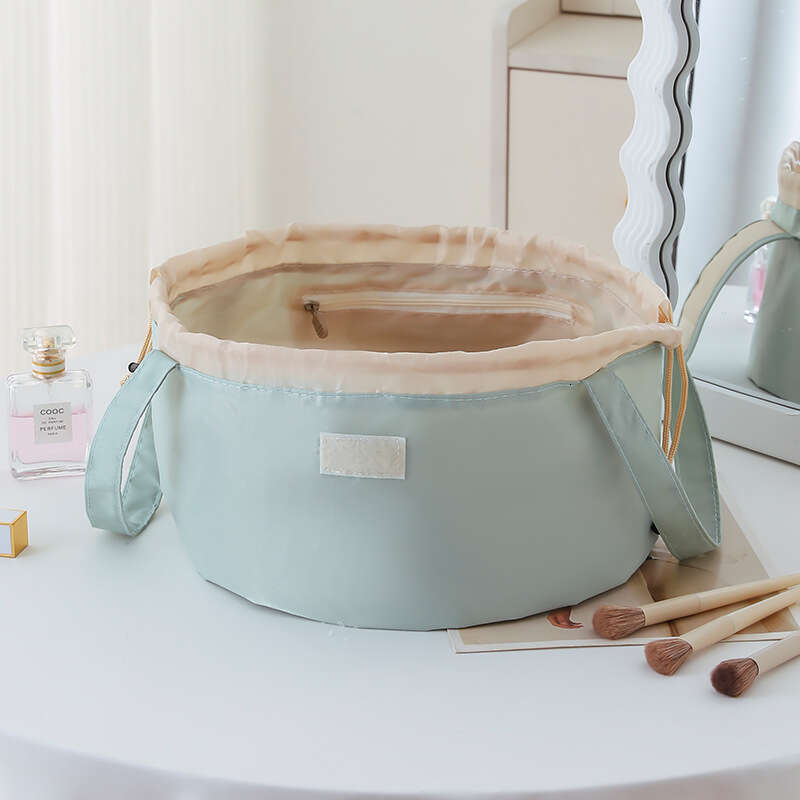 Lazy Makeup Travel Portable Large Capacity Waterproof Toiletry Handheld Drawstring Closure Bucket Bag