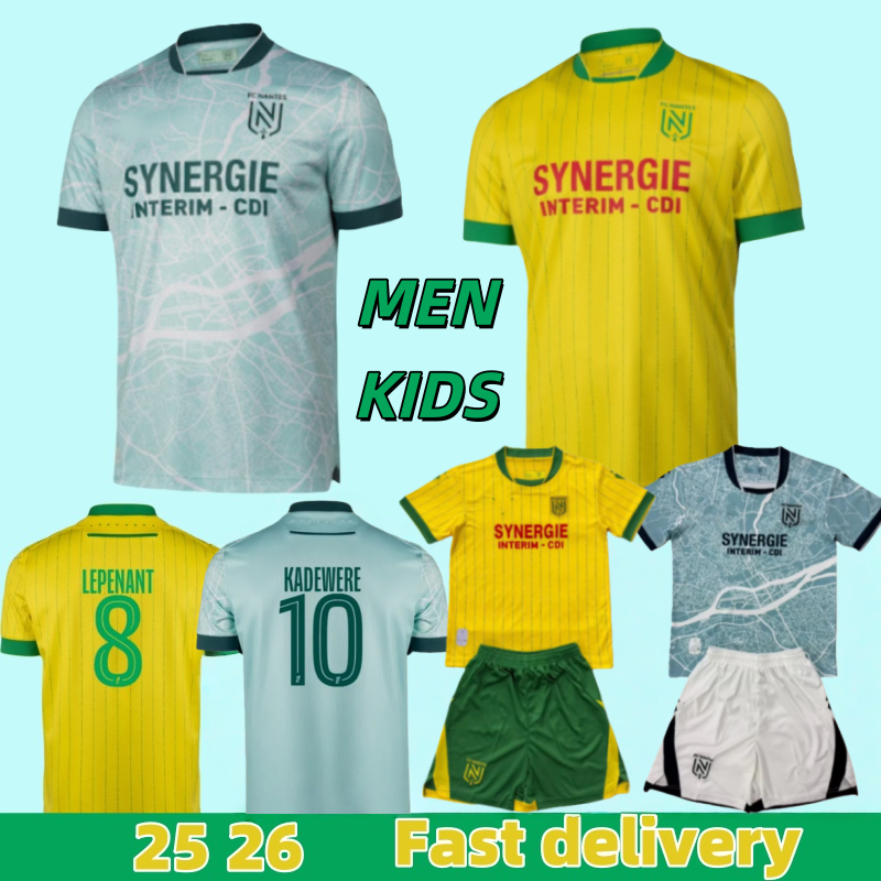 25 26 FC Nantes soccer jersey Men Kid Kits LEPENANT KADEWERE SIMON THOMAS M.MOHAMED ABLINE LEROUX 2025 2026 Football shirt