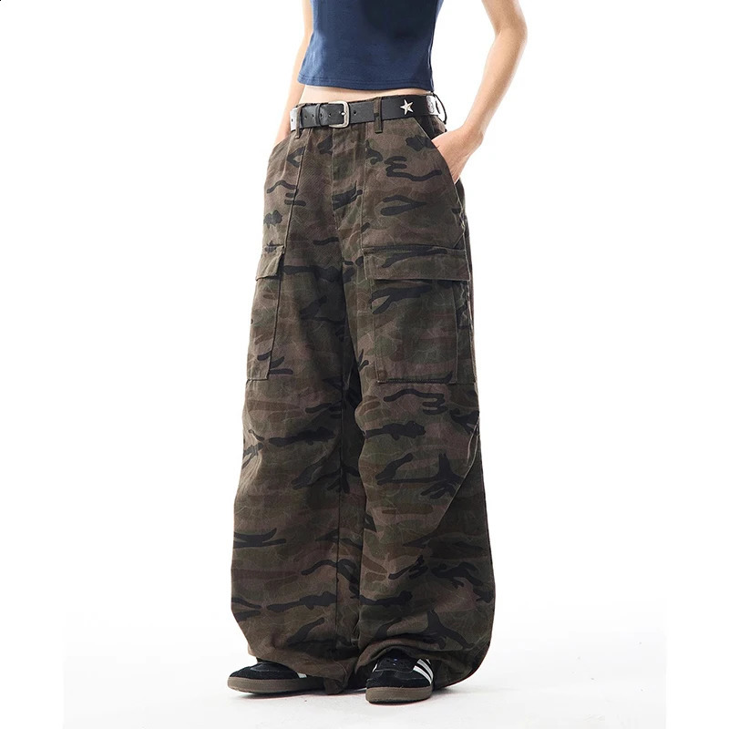 IEFB Camouflage Cargo Jeans High Street Mens Baggy Denim Pants Loose American Multi Pockets Versatile Wide Leg Trousers 9X1187 251018