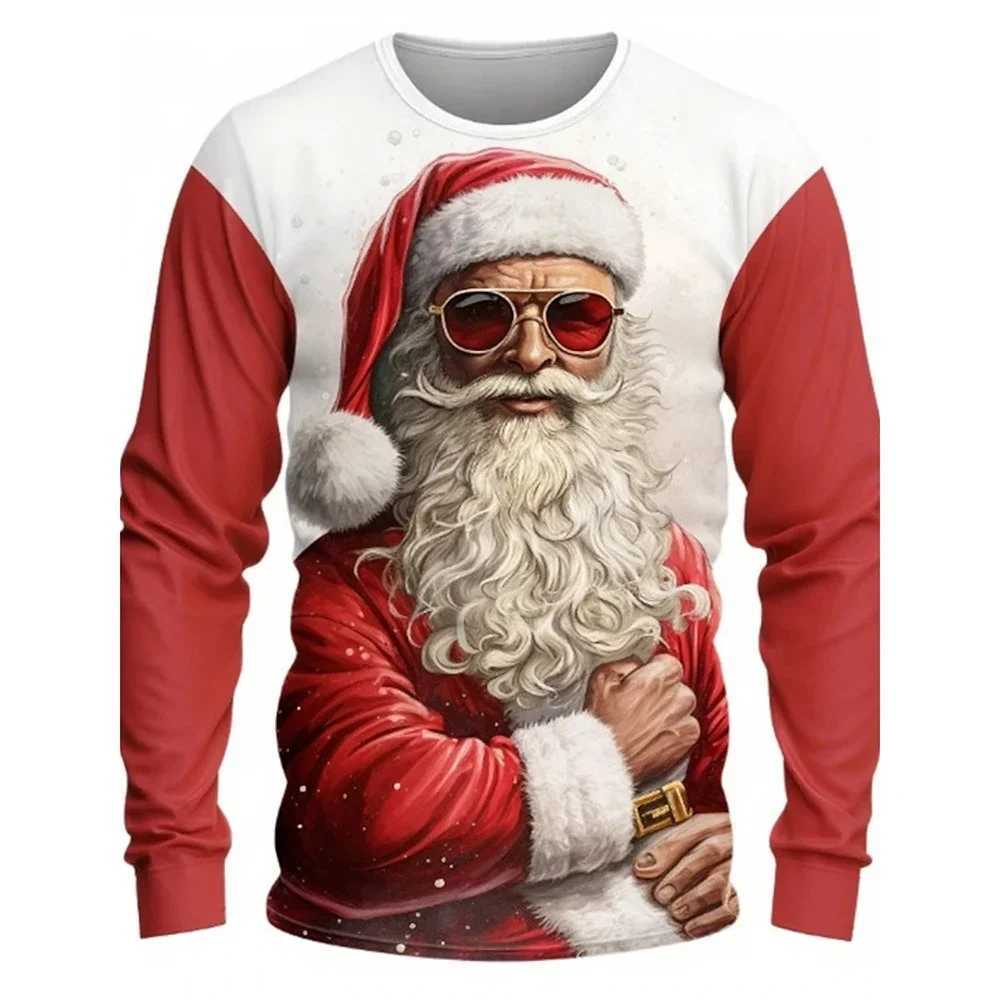 New Santa Claus printed Tshirt mens shirt top oversized Tshirt fun mens Tshirt holiday gift round neck clothes 6XLXJ251023