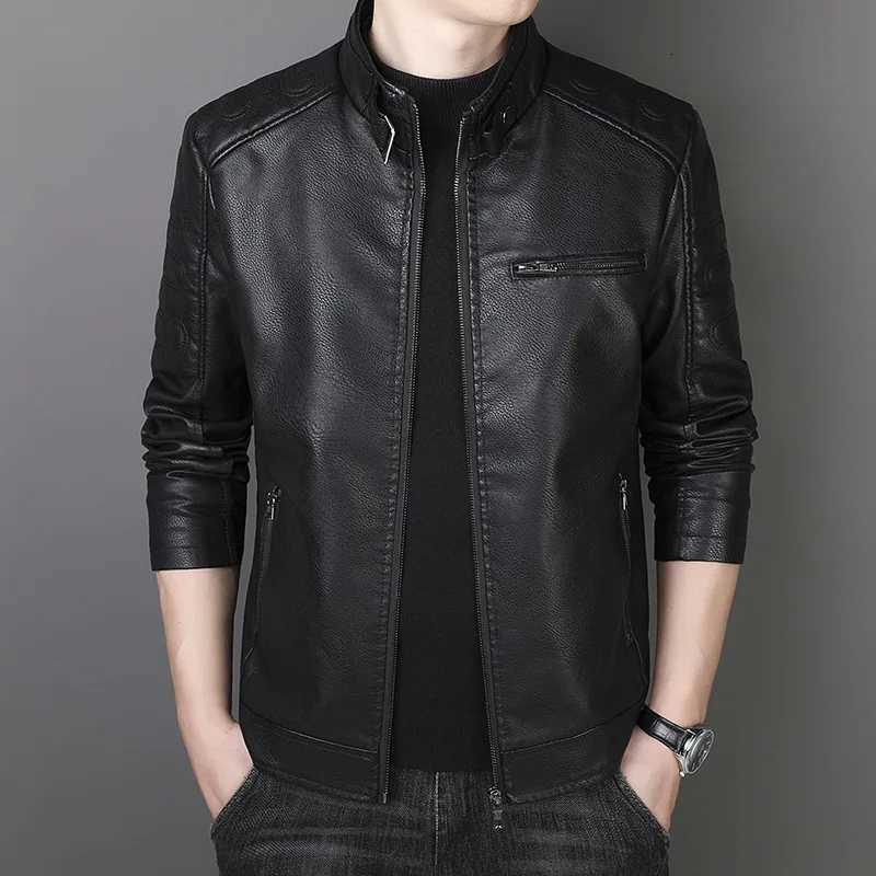 Mens new motorcycle leather jacket zipper slim new fashion men PU leather suede casual coat Coat Leather jacket W251023