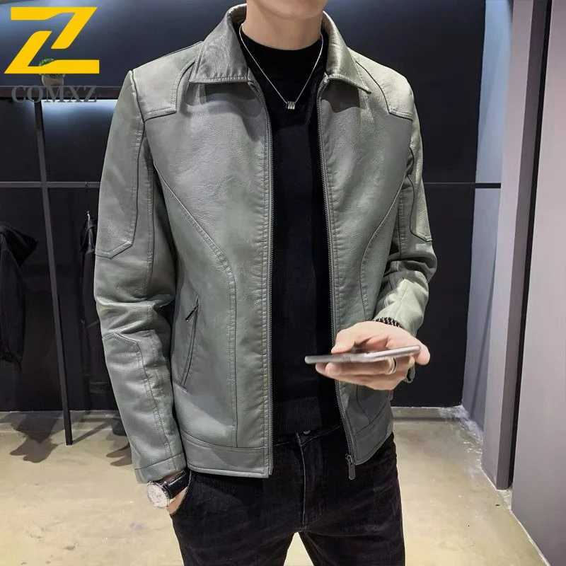 COMXZ Plus Size Mens Leather Jacket Classics Turndown Collar Adventure Windproof Leather Coat Fashion Leisure Work Autumn Wear W251023