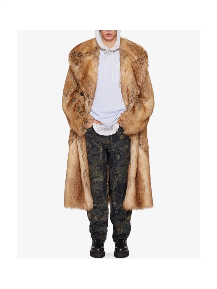 Mauroicardi Autumn Winter Oversized Colorful Thick Warm Faux Fur Coat Men y Fluffy Overcoat Runway European Fashion 251023