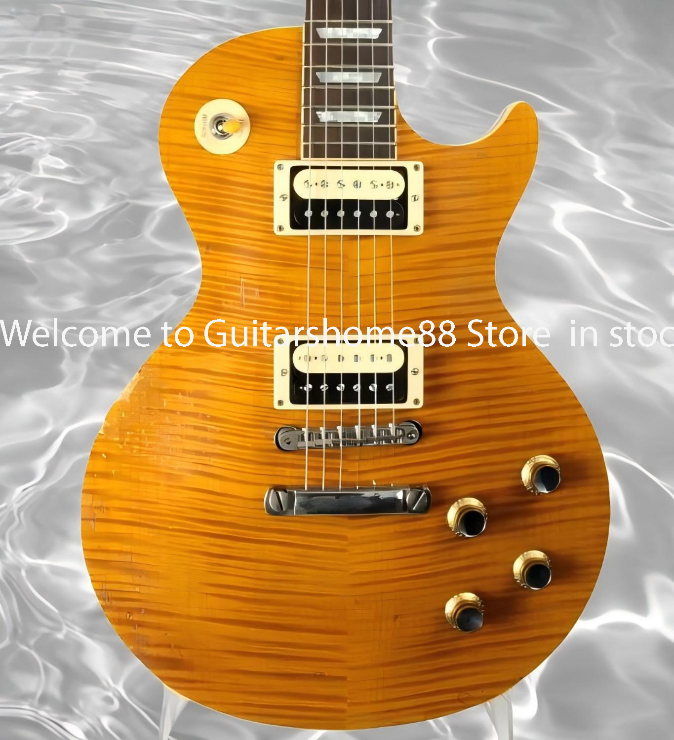 New Arrival Standard Electric Guitar Natral Wood Flame Maple Top Humbucker Pickups Imported Hardware High Quality