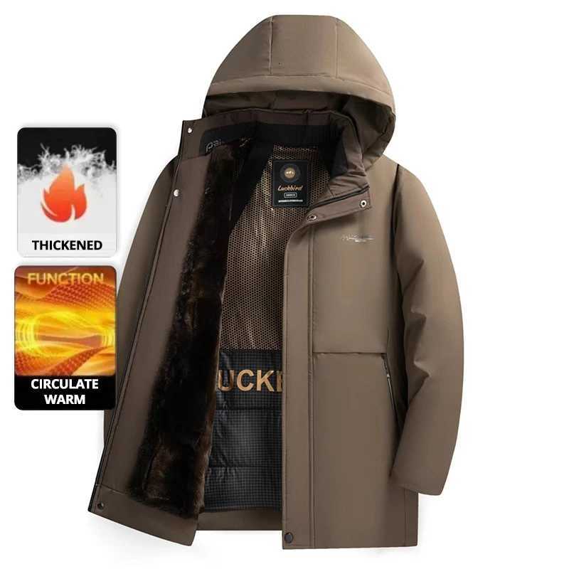 Top Grade Graphene Thermal Mens Parka Jacket Windbreaker Coats Winter Thickened Fleece Business Casual Coat W251023