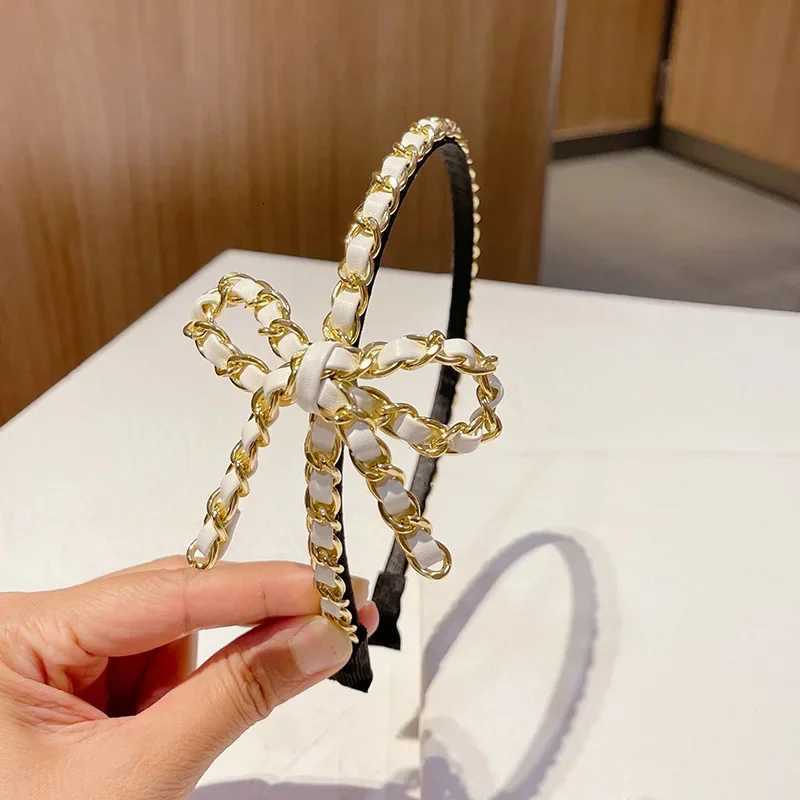 Luxury Jewelry Hairpin 2025 New Korean Vintage Leather Chain band Fine Style Heaear Wholes hair accories for girls Y251023