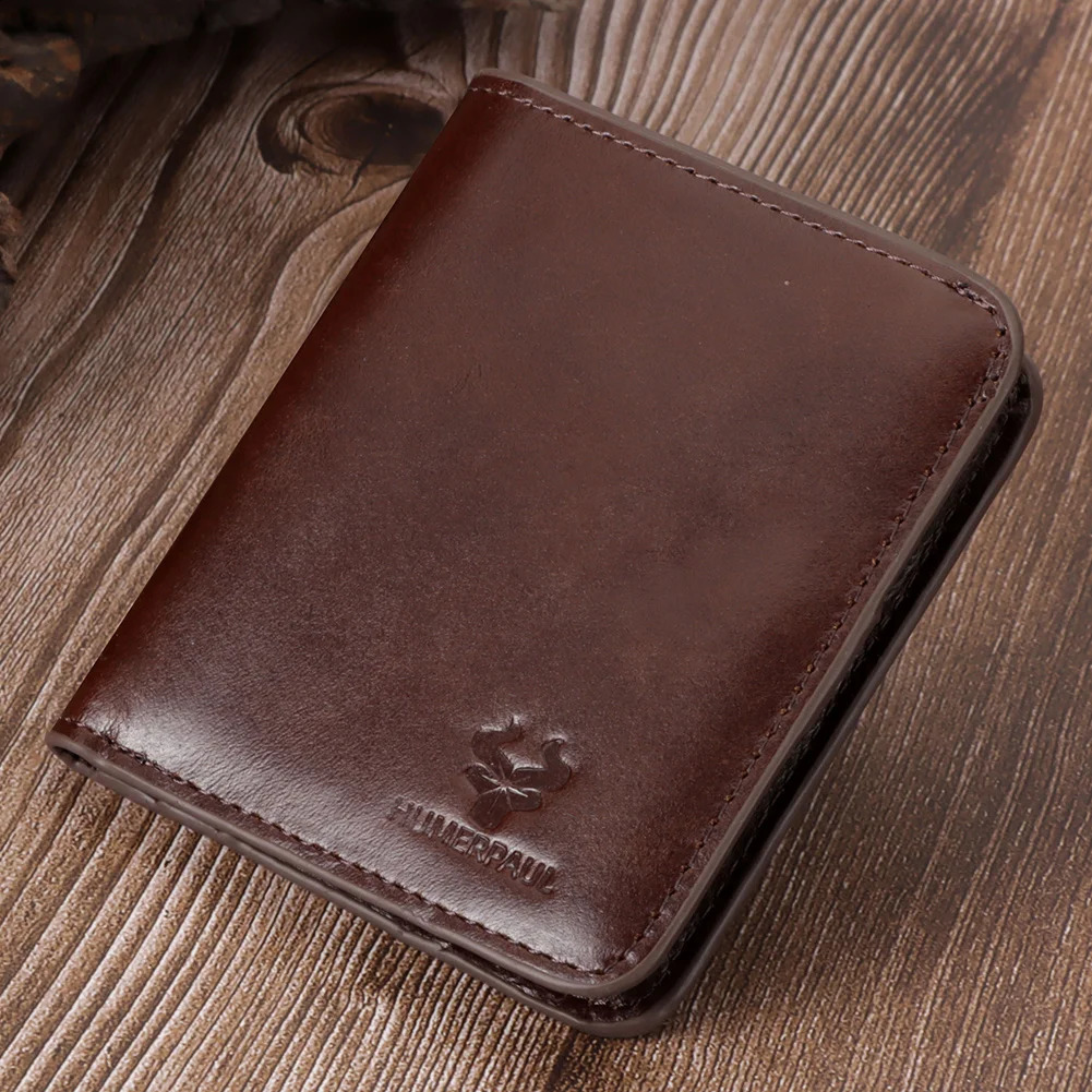 100 Genuine Leather Mens Wallet RFID Blocking Bifold Wallets with RFID Card Slots Thin Male Zipper Coin Purse Money Clip251023