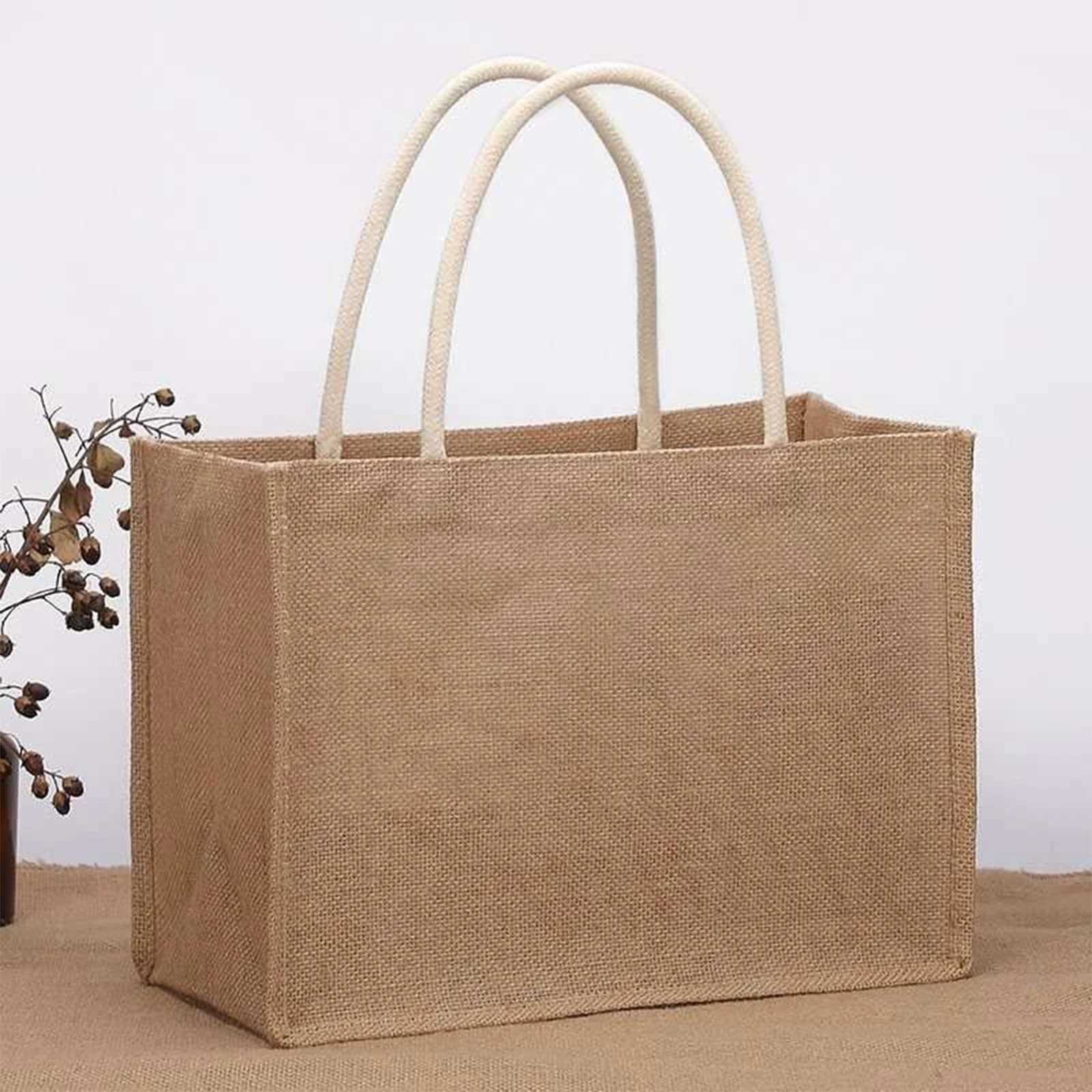 Burlap Tote Bags Blank Jute Beach Shopping Handbag Vintage Reusable Gift Bags with Handle for Grocery Crafts Birthday PartiesL251023